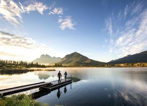A lakeside view of Banff National Park